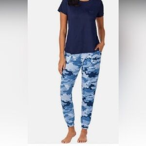 Jane and Bleecker Blue Camouflage Cozy Jogger Pajama Pants Size M